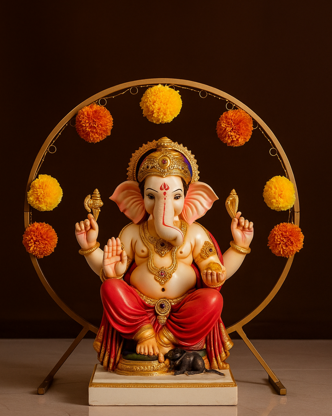 Modern Golden Circular Metal Stand for Home & Event Decor