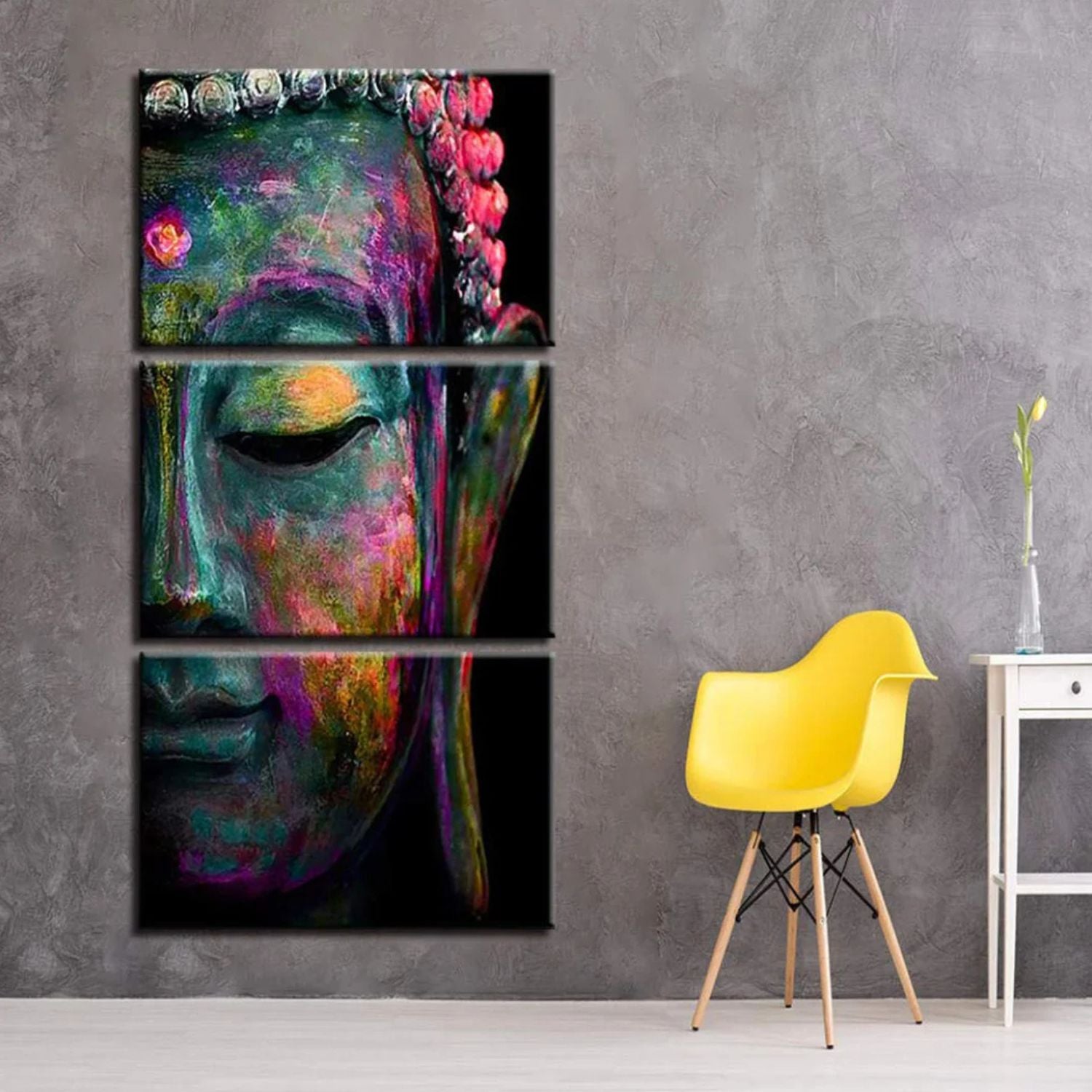 Vibrant Abstract Buddha Canvas Wall Art 3-Piece Spiritual Decor Set