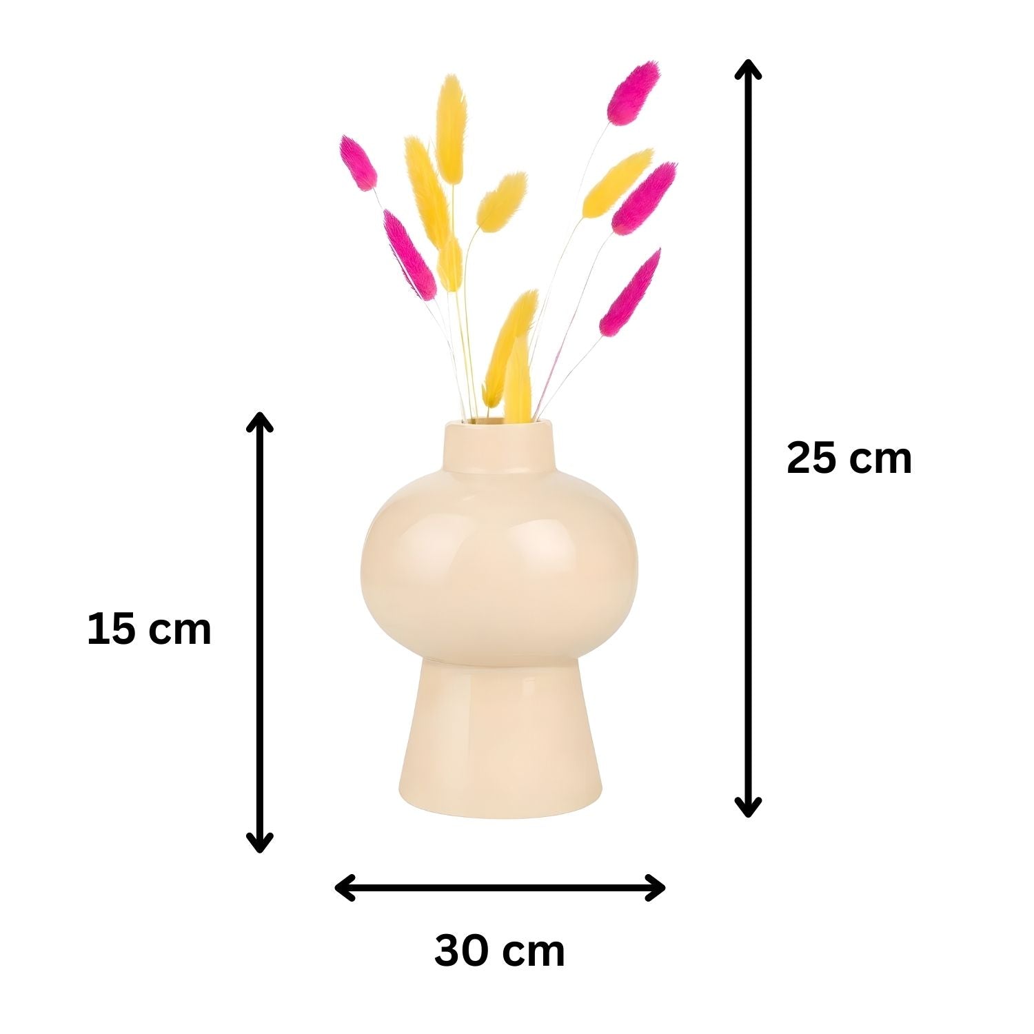 Modern Mushroom Vase With Vibrant Colorful Bunny Tail Flowers