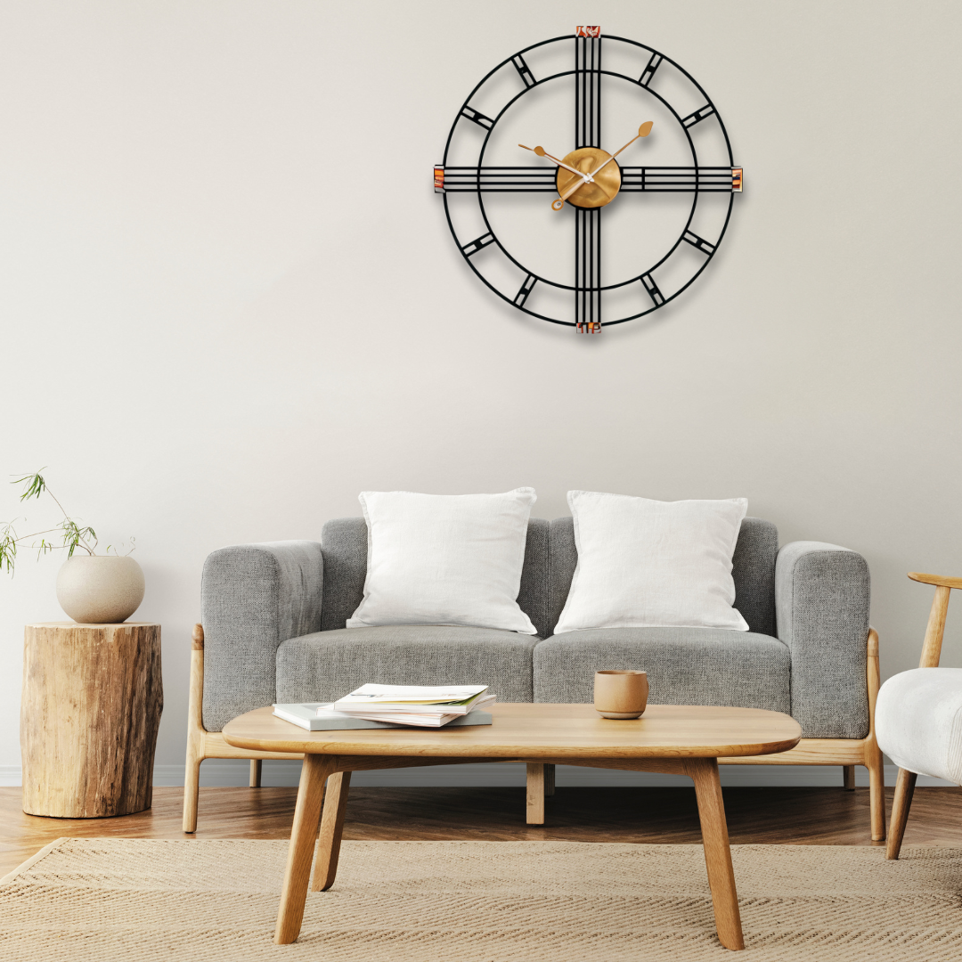 Modern Black Metal Wall Clock – Industrial Minimalist Décor