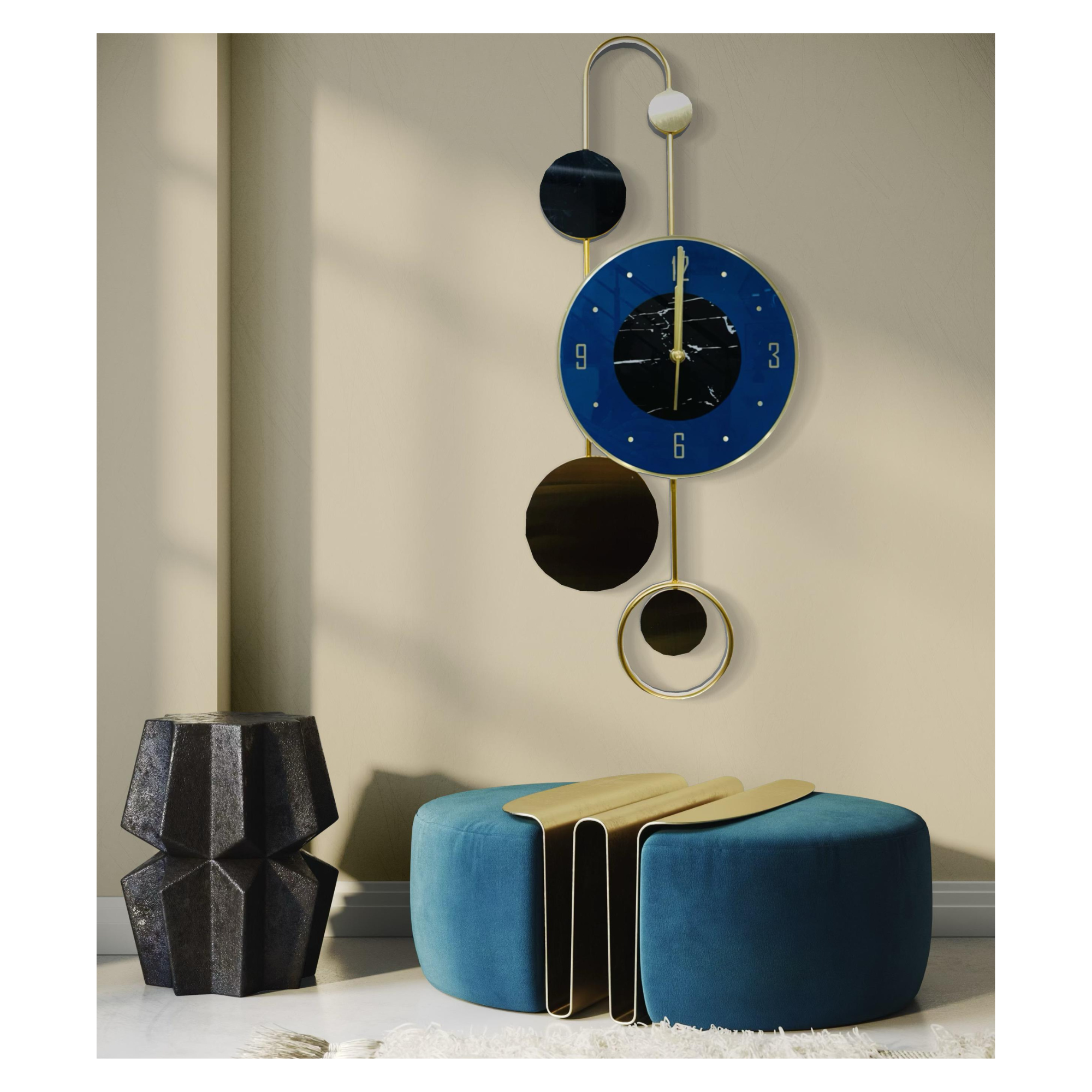 Functional Artistic Wall Clock with Unique Abstract Design – 60CM x 35CM - Nestern