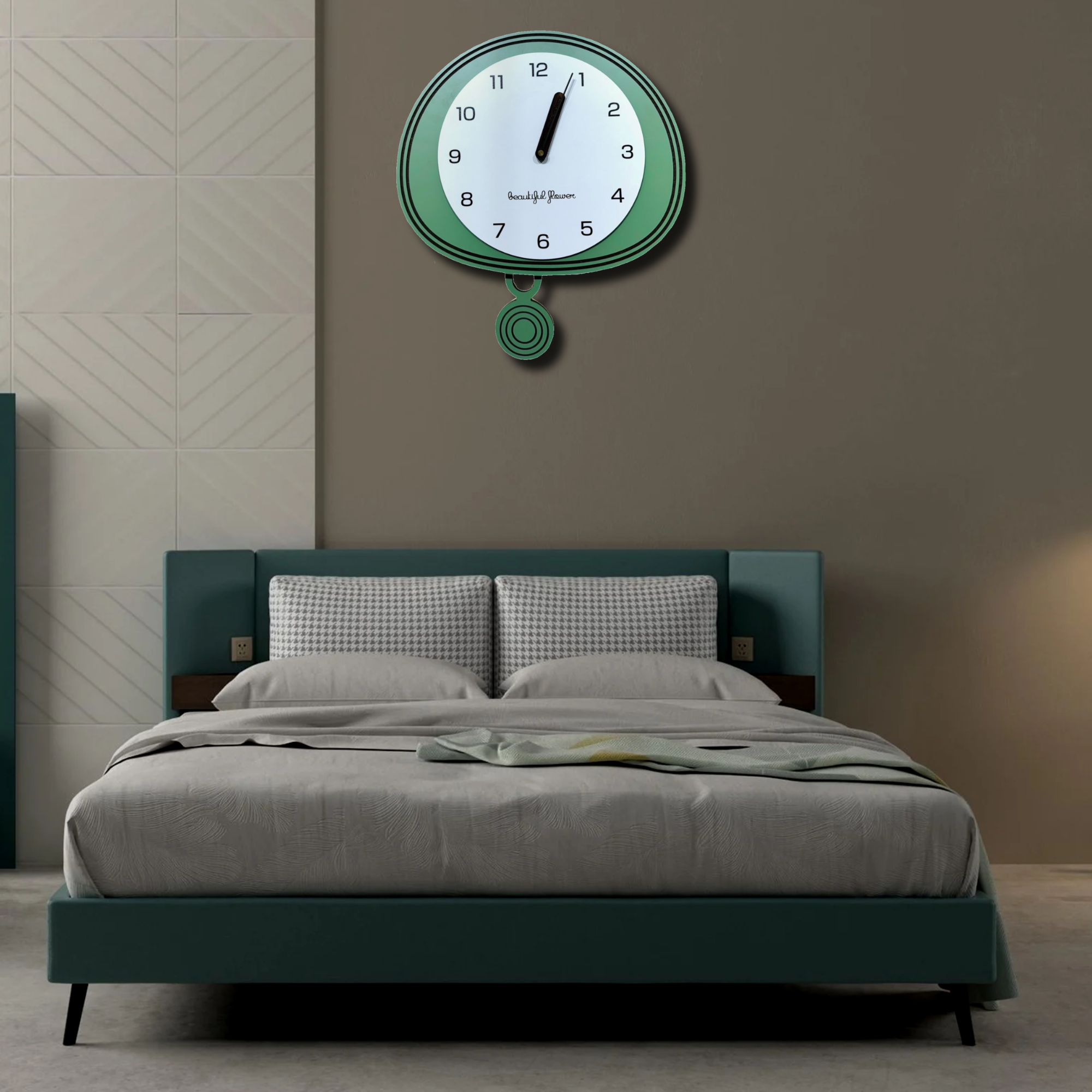 Vintage-Inspired Green Wall Clock with Contemporary Charm – 45CM x 39CM - Nestern