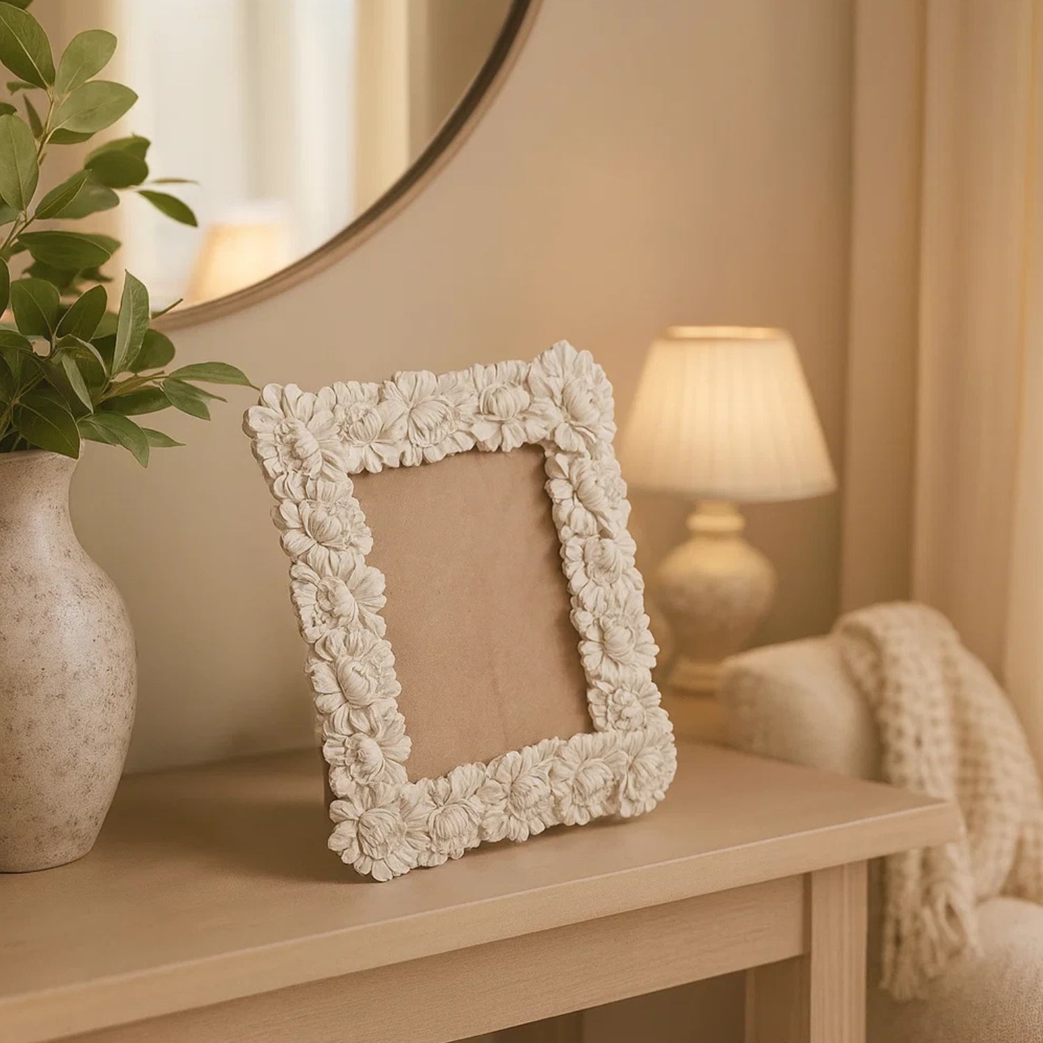 Handcrafted Ceramic Artisan Floral Frame For Elegant Home Decor