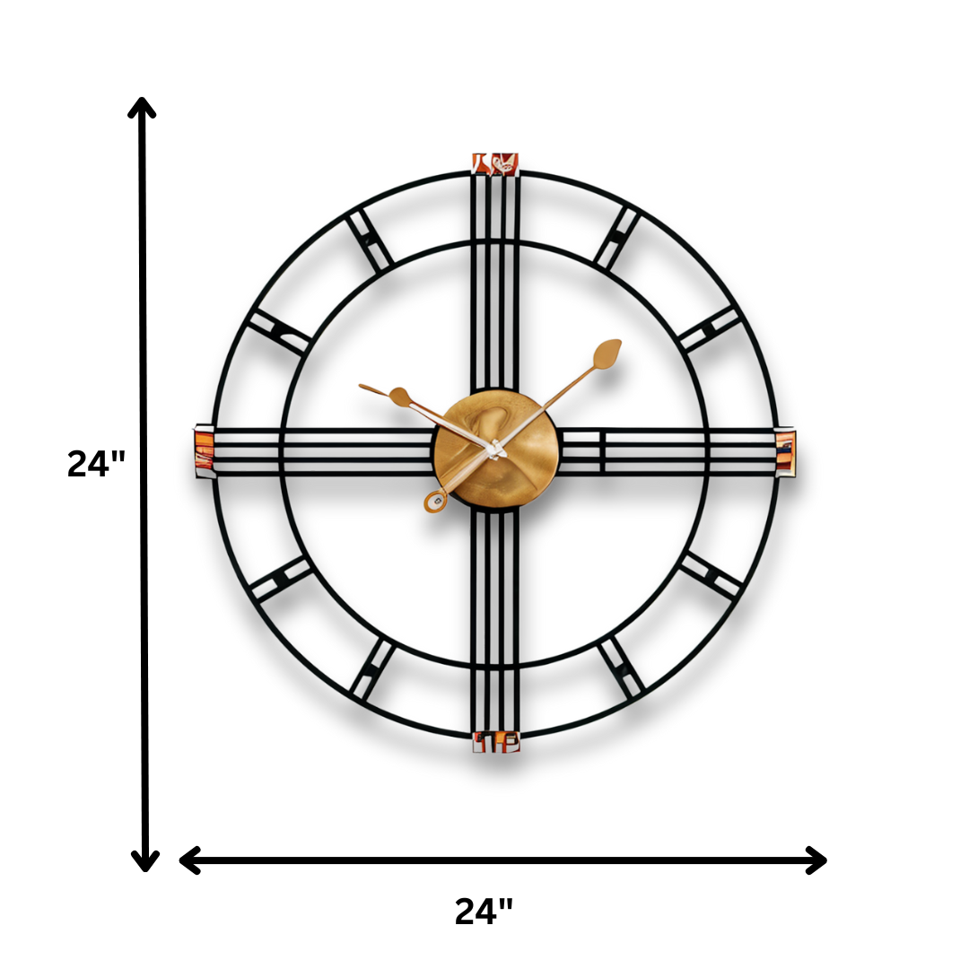 Modern Black Metal Wall Clock – Industrial Minimalist Décor
