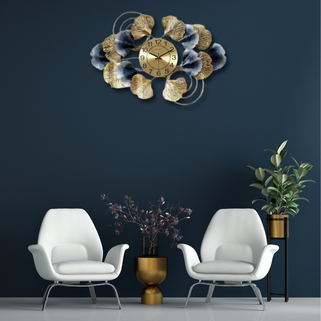 Creative Floral Metal Wall Clock – Luxurious Artistic Home Décor