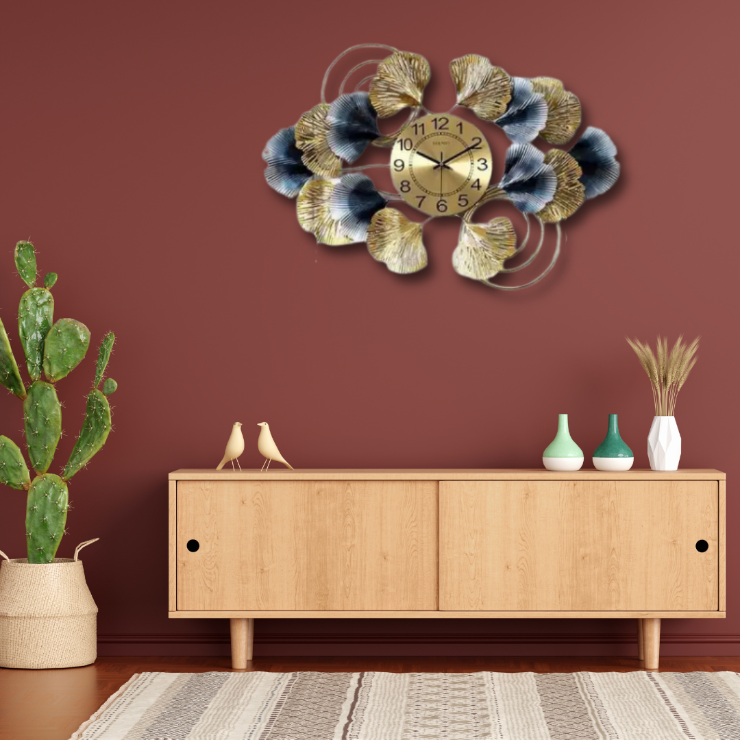 Creative Floral Metal Wall Clock – Luxurious Artistic Home Décor