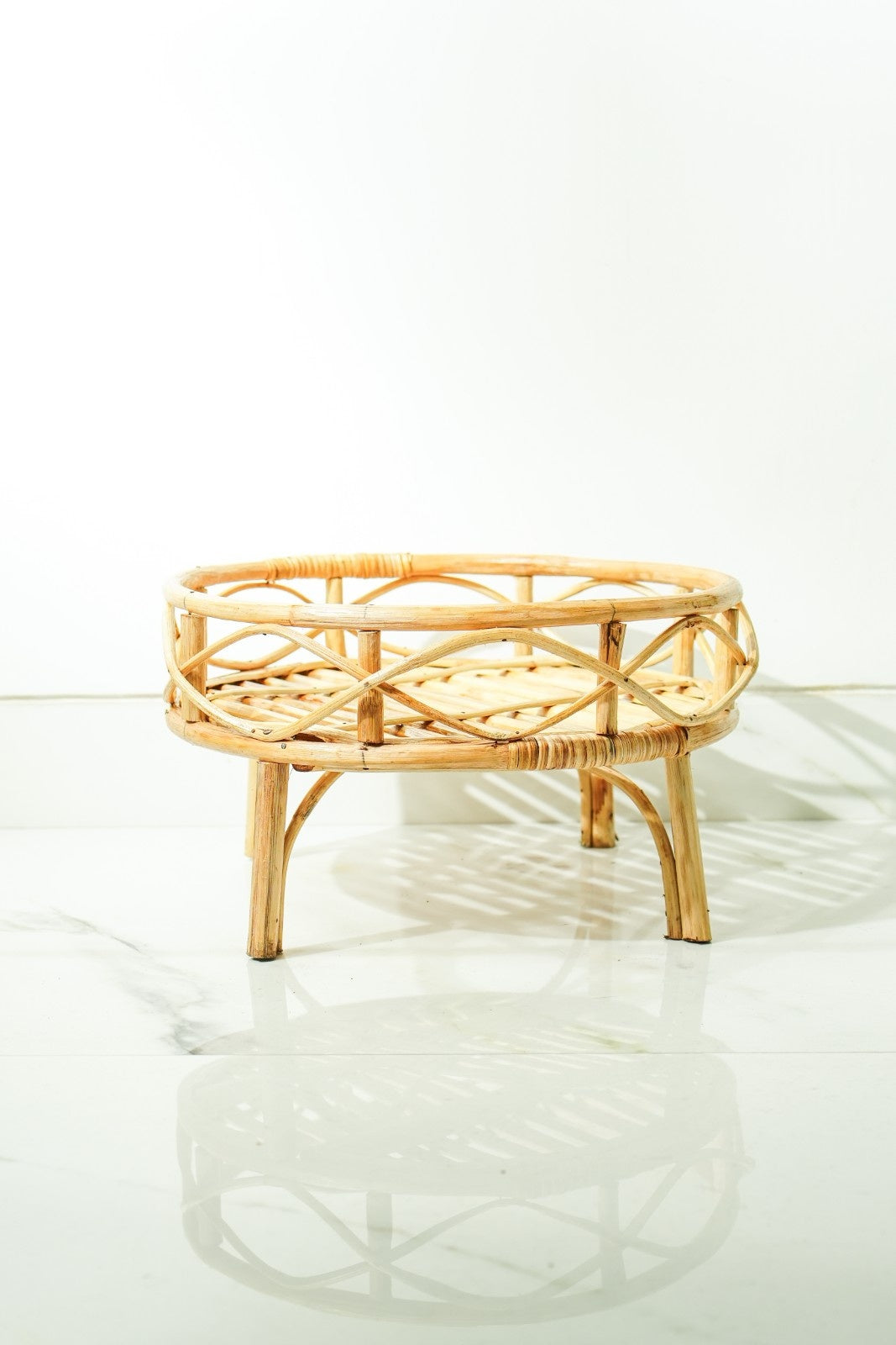 Rattan Round Handmade Plant Stand – Elevated Indoor & Outdoor Pot Holder