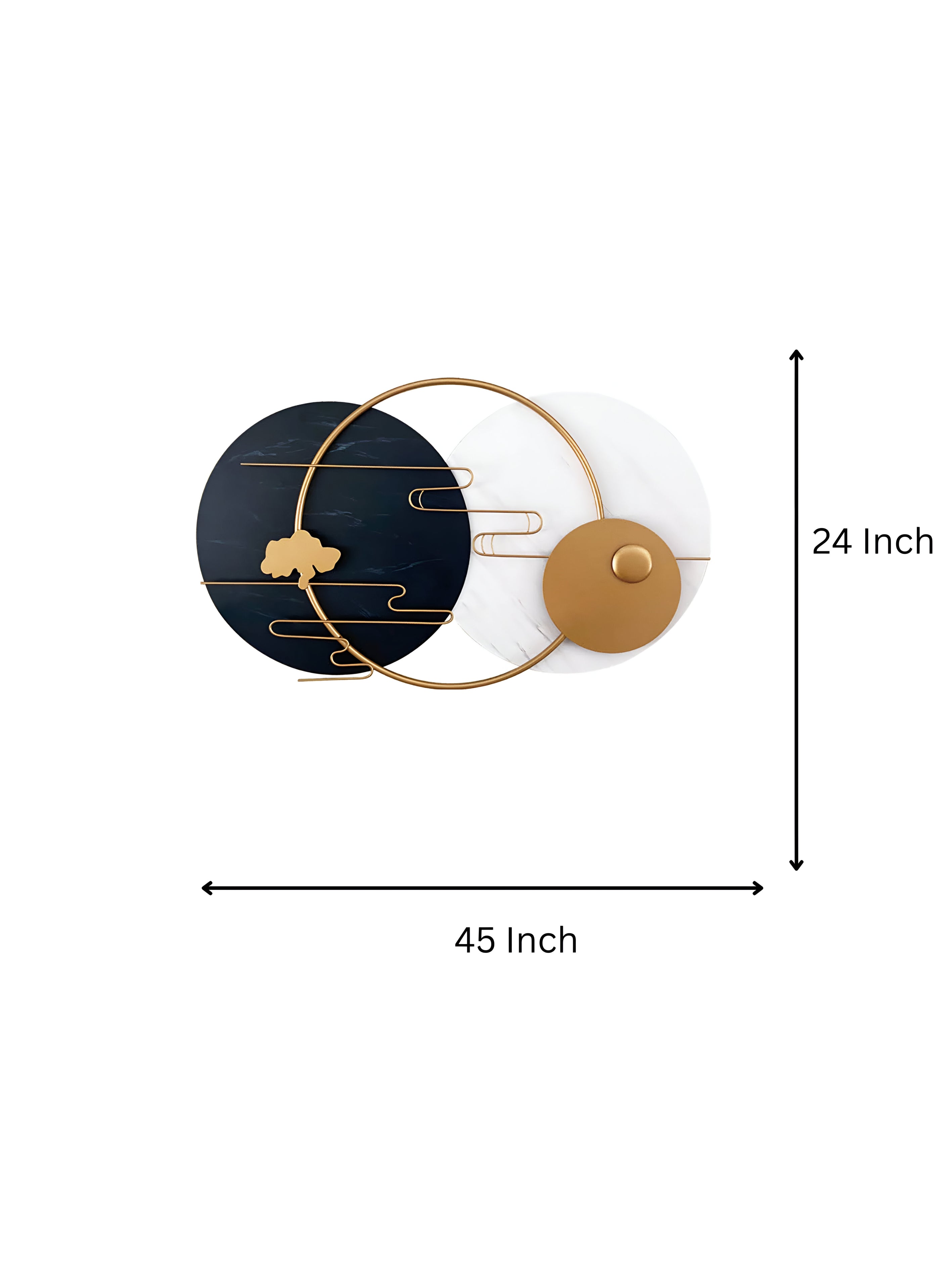 Modern Geometric Metal Wall Art – Black, White & Gold Decor