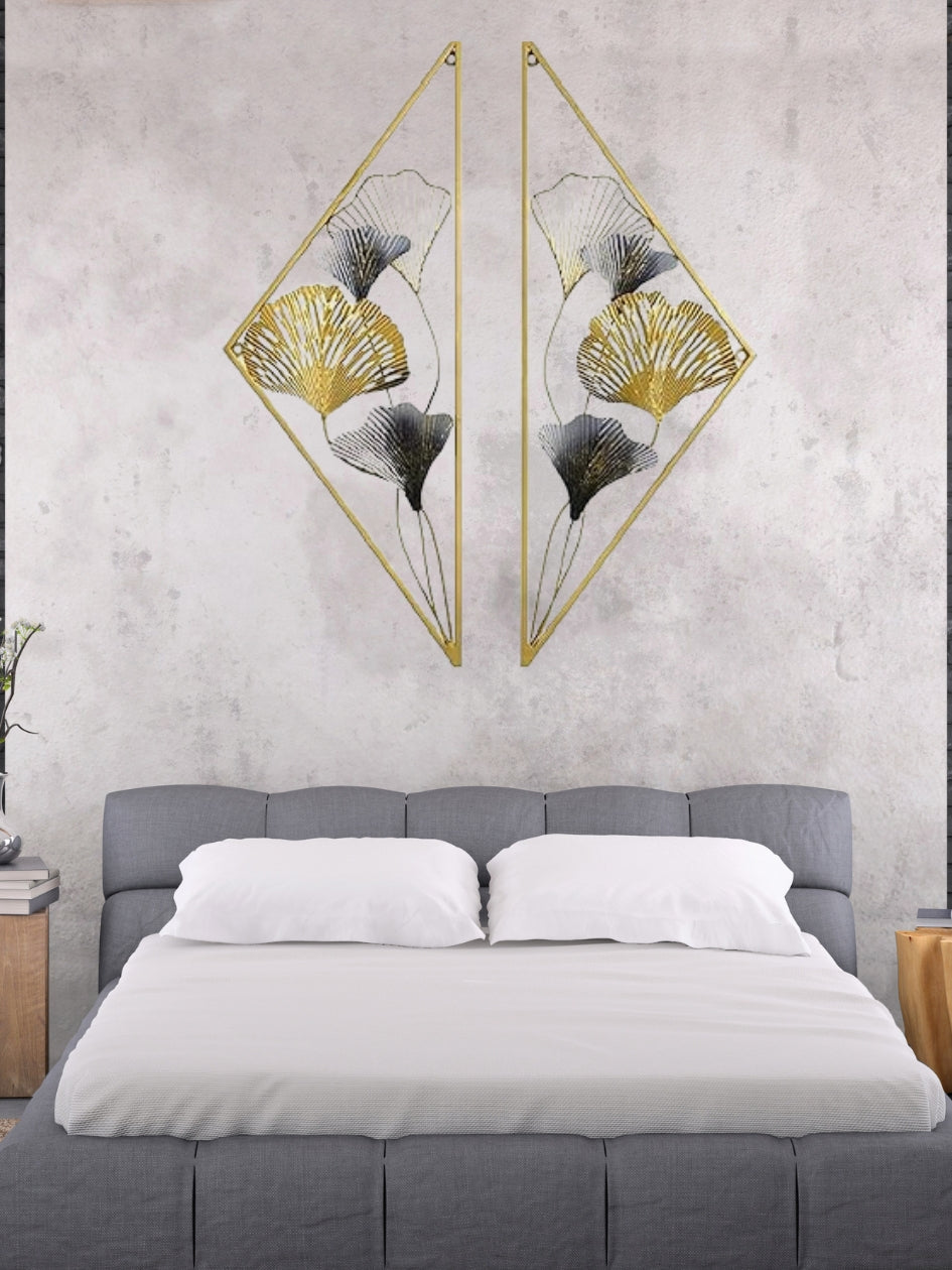Geometric Metal Ginkgo Leaf Wall Art – Luxe 3D Decor