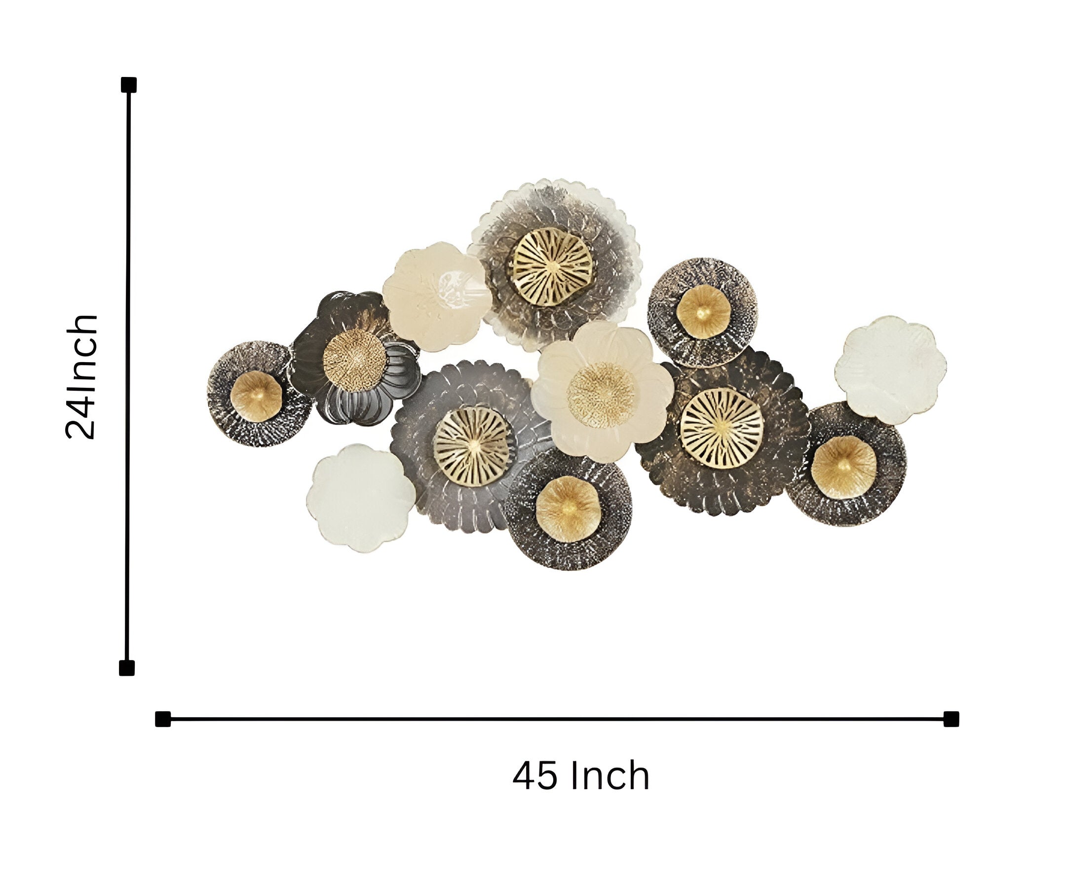 Elegant Metal Floral Wall Art – Gold & Black Decor
