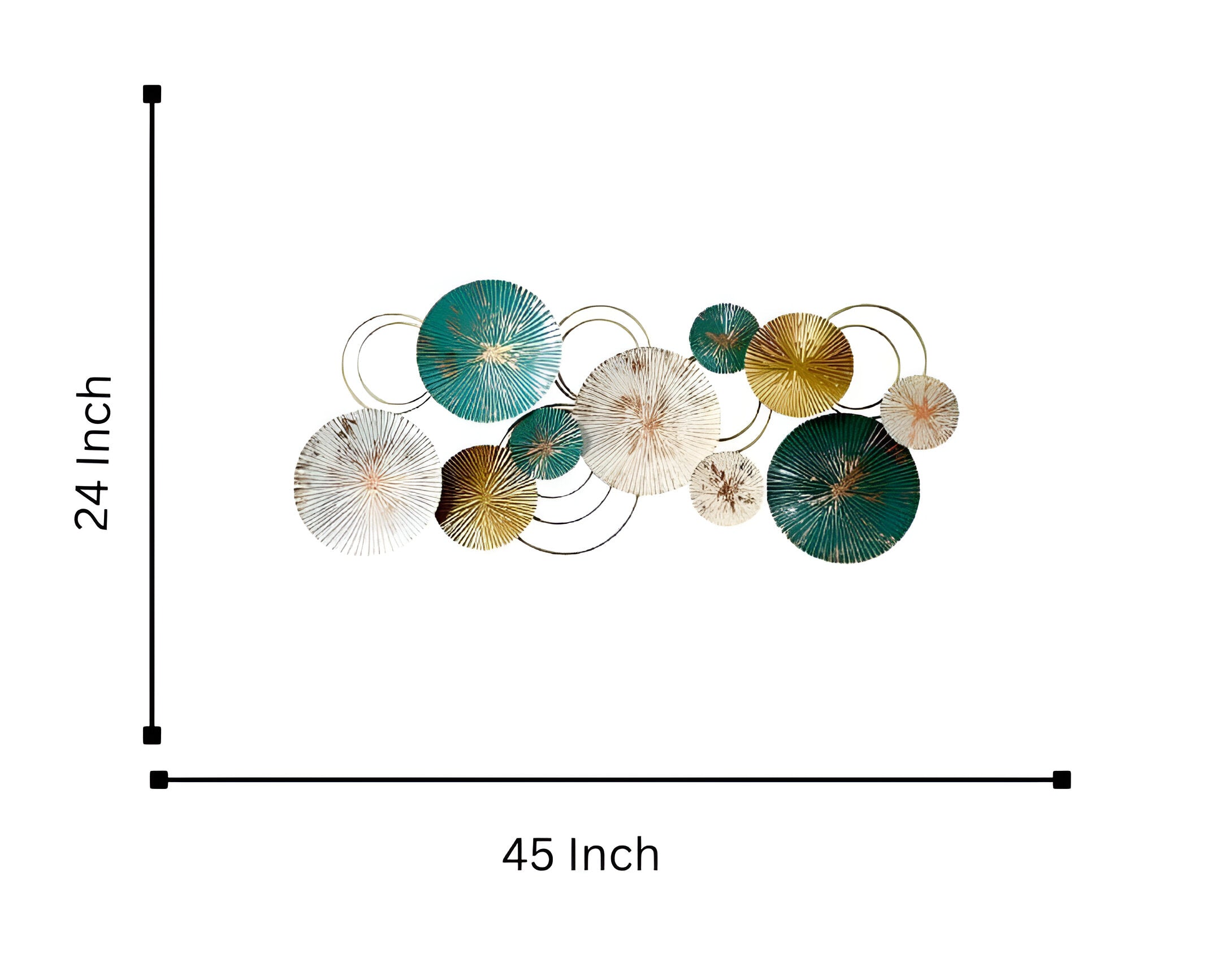 Modern 3D Metal Wall Art – Abstract Circles in Gold & Teal