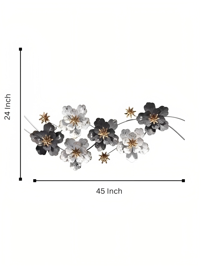 Elegant Metallic Floral Wall Art – 3D Luxury Home Décor