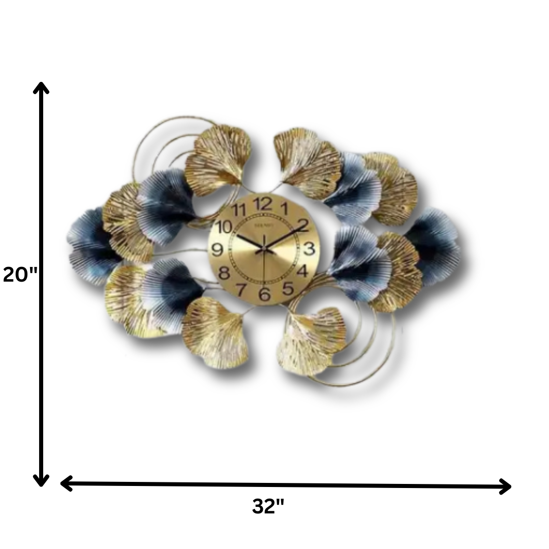 Creative Floral Metal Wall Clock – Luxurious Artistic Home Décor