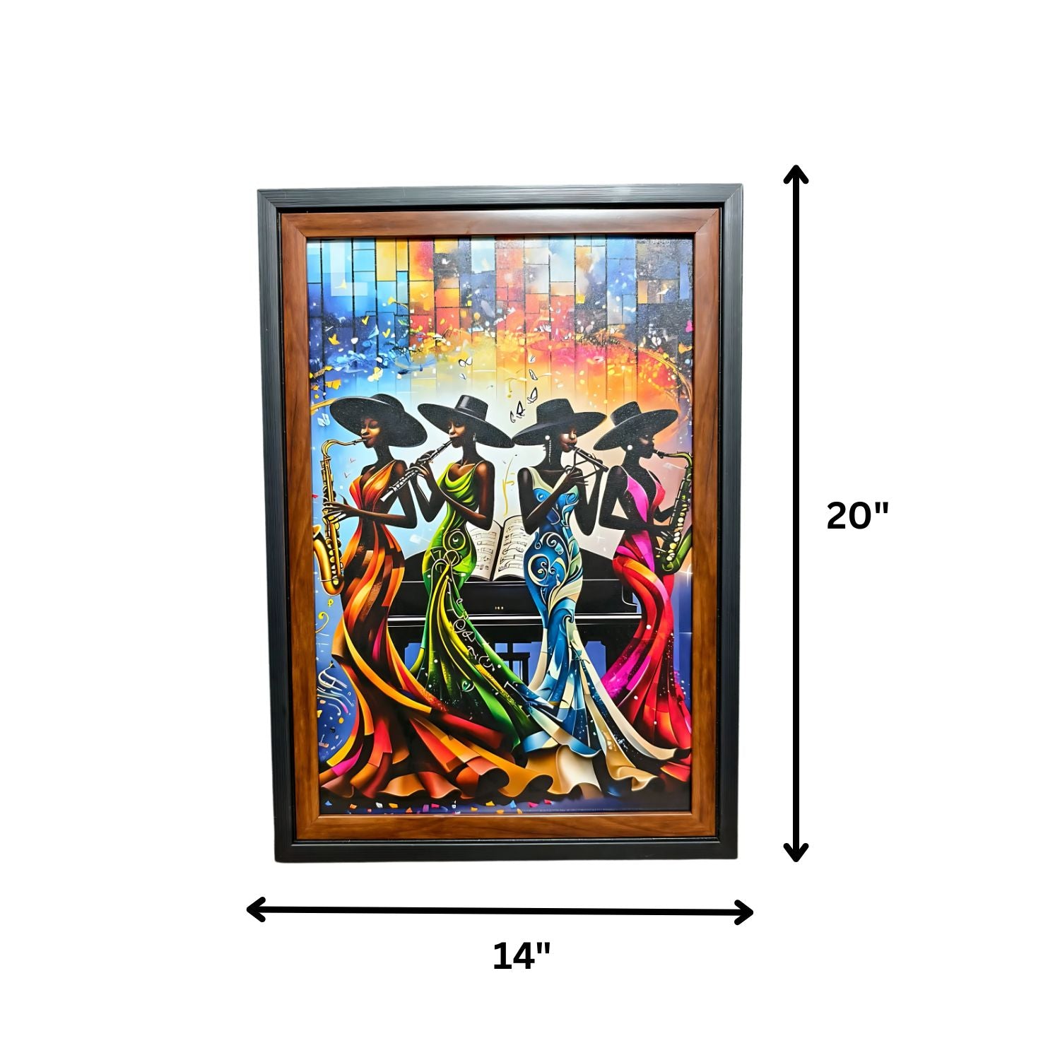 Elegant Women Jazz Musicians Playing Instruments Colorful Wall Art Painting