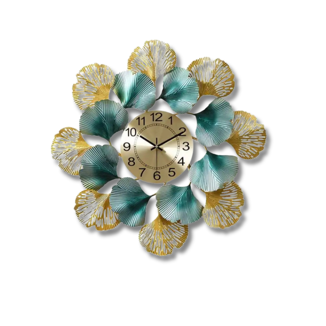 Floral Metal Wall Clock – Elegant Decorative Timepiece