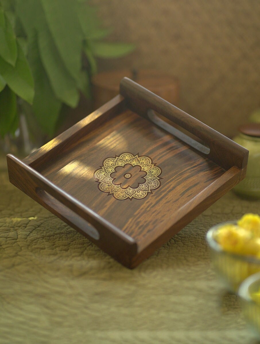 Intricate Wooden Serving Tray - Nestern