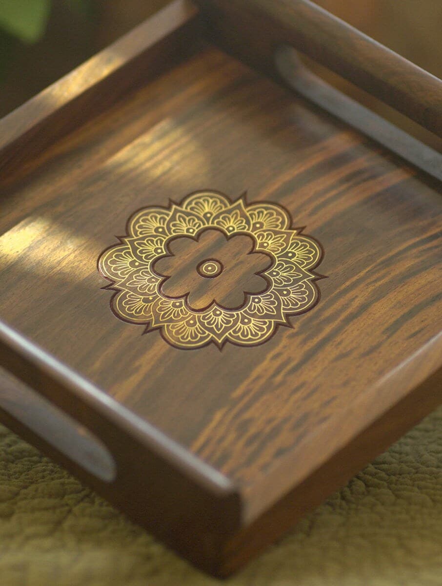 Intricate Wooden Serving Tray - Nestern