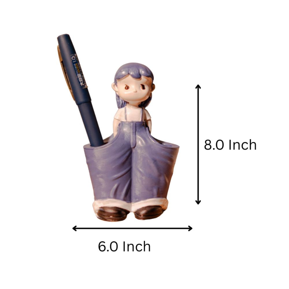 Adorable Ceramic Girl Figurine Pen and Stationery Holder Stand