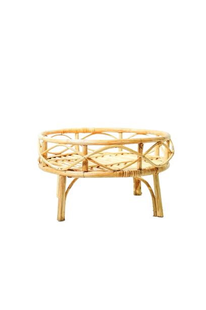 Rattan Round Handmade Plant Stand – Elevated Indoor & Outdoor Pot Holder