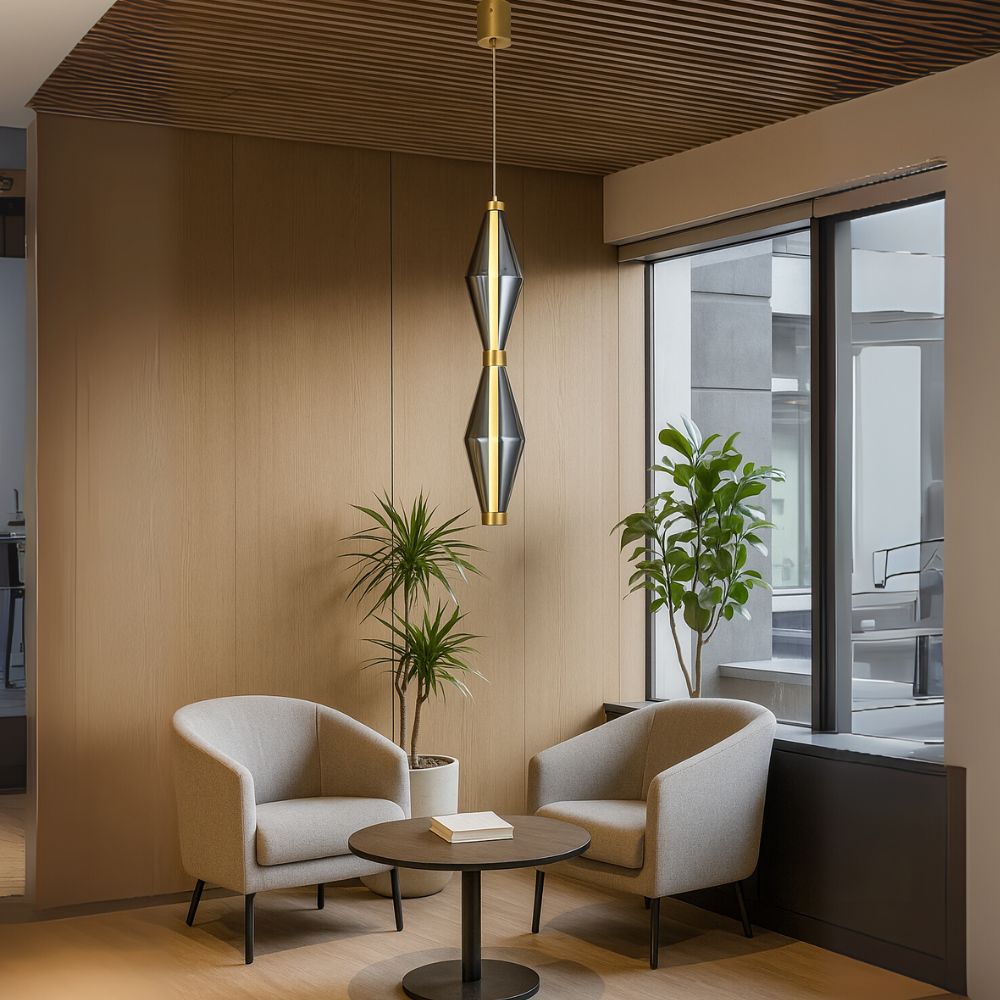 Modern Bronze Pendant Light With Smoke Grey Glass Shade - 14W LED Hanging Lamp
