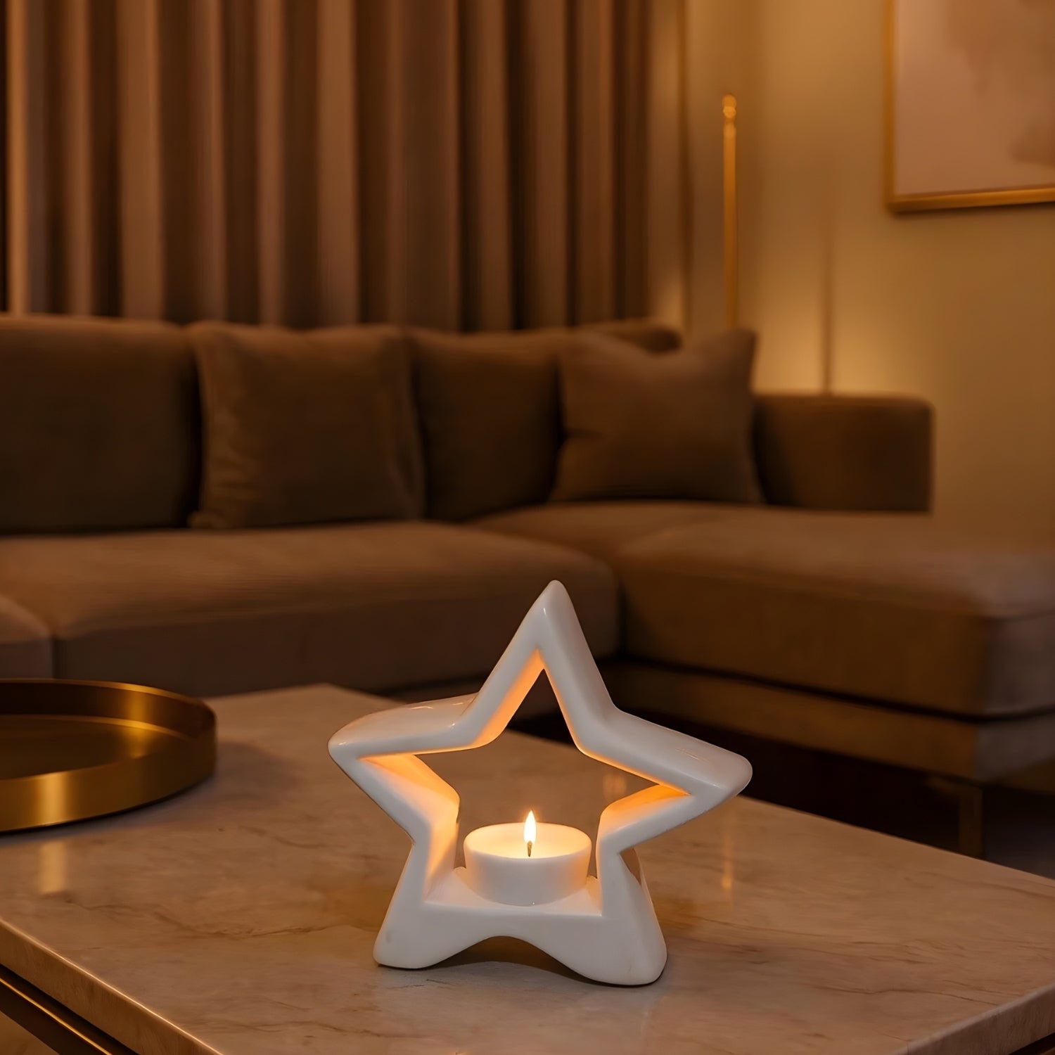 Elegant Ceramic Star-Shaped Tealight Holder For Home Decoration