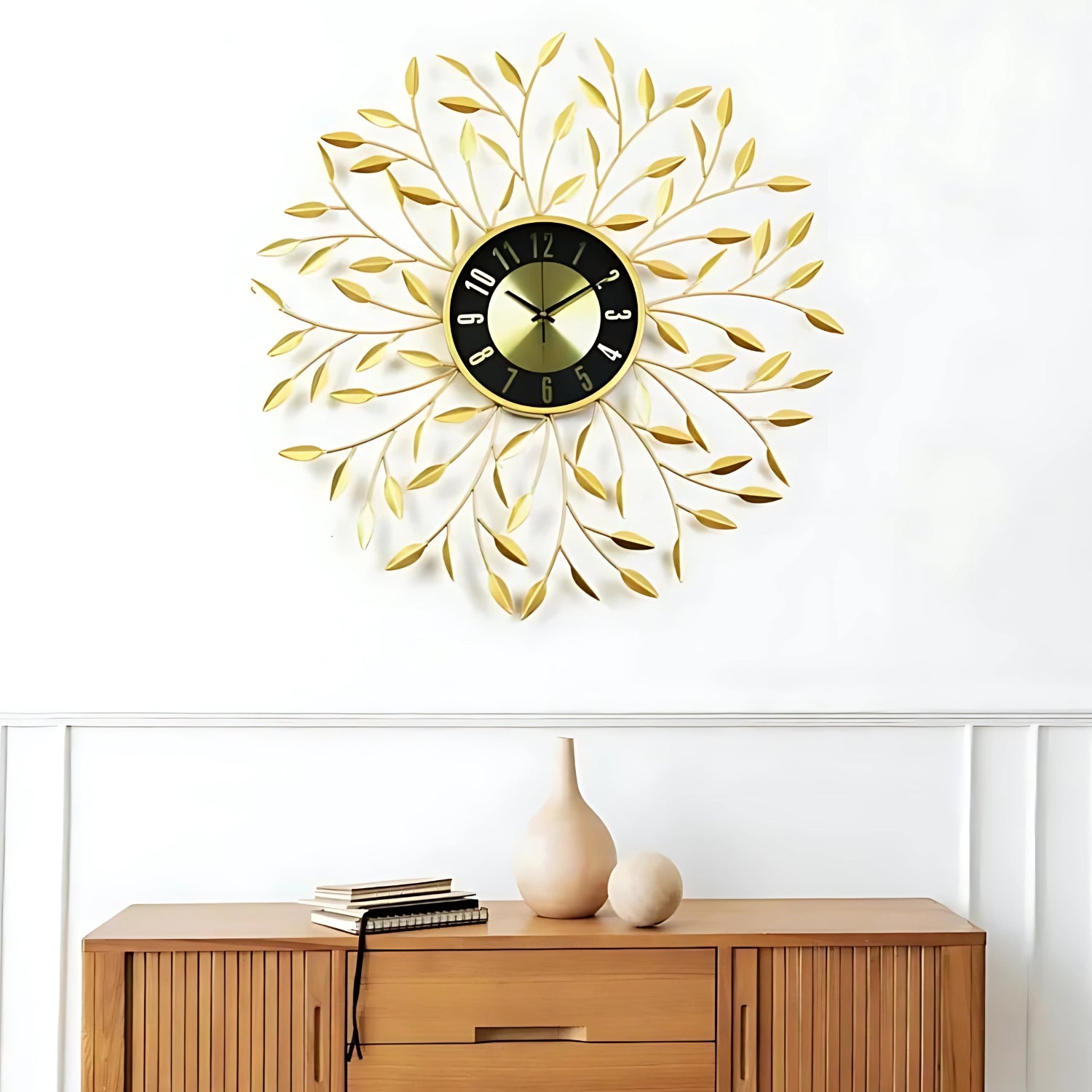 Rhythm Leafy Metal Wall Clock Bringing Nature Inspired Elegance