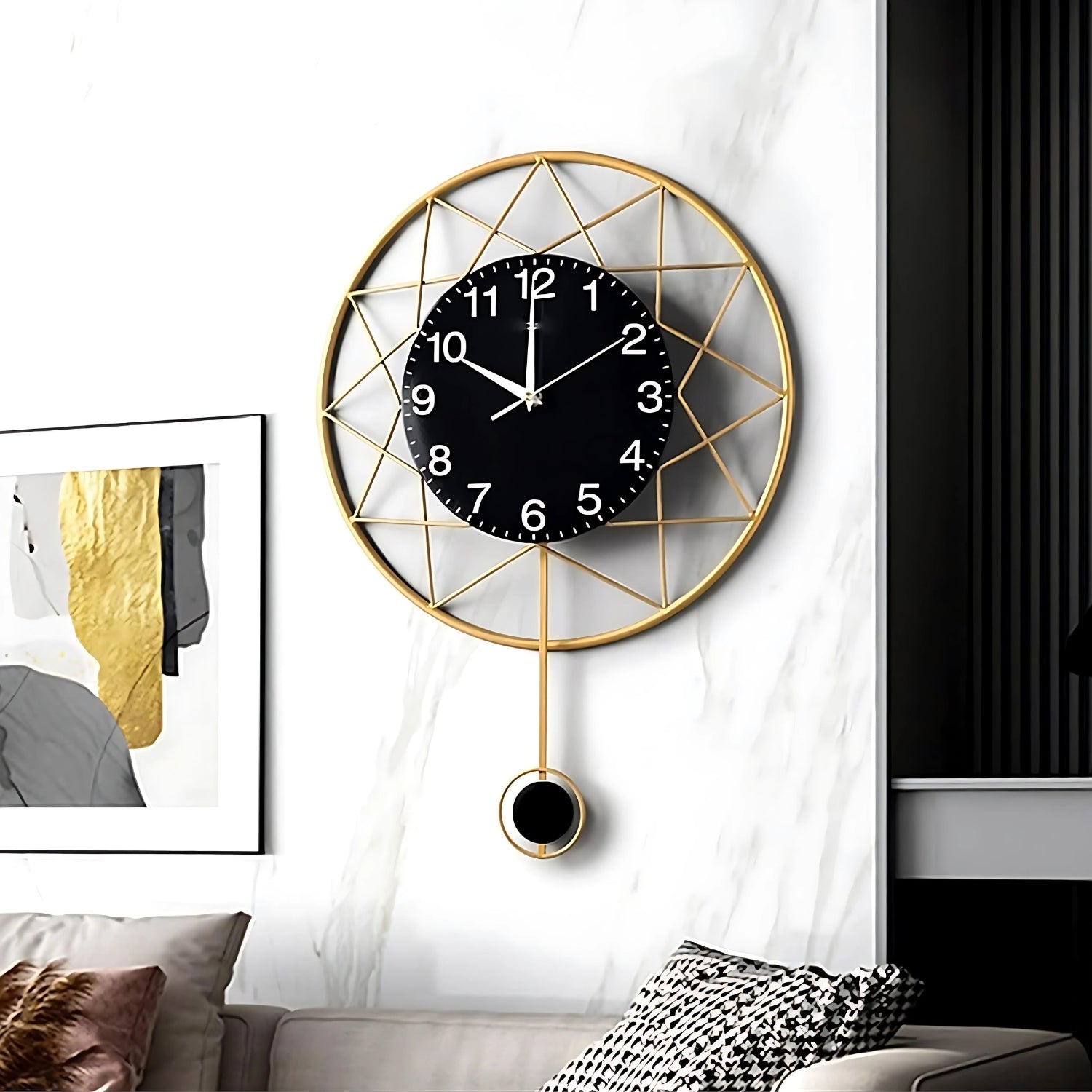 Modern Creative Metal Iron Wall Hanging Clock Elevating Contemporary Decor
