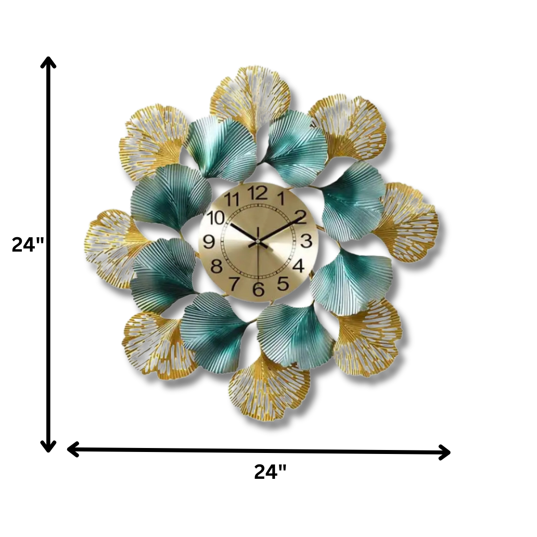 Floral Metal Wall Clock – Elegant Decorative Timepiece