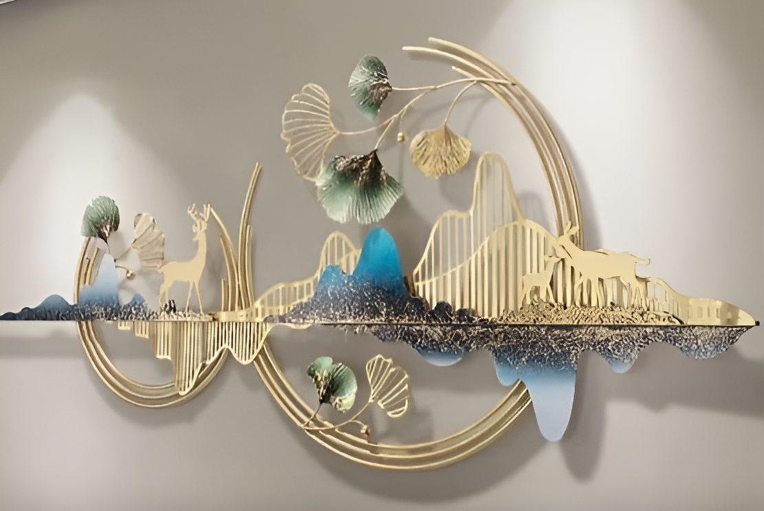 Luxury Mountain Landscape Metal Wall Art – Modern 3D Decor