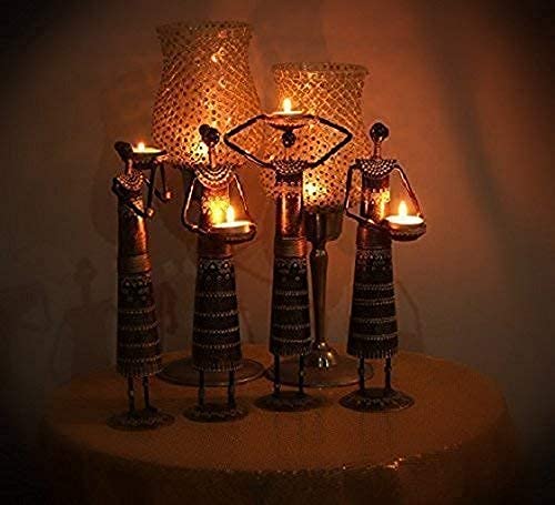 Tribal Art Metal Tea Light Candle Holders (Set of 4) - Nestern