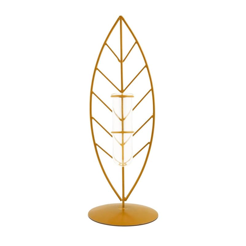 Gold Leaf Metal Frame Vase – Elegant Botanical Display