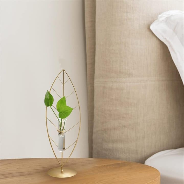 Gold Leaf Metal Frame Vase – Elegant Botanical Display