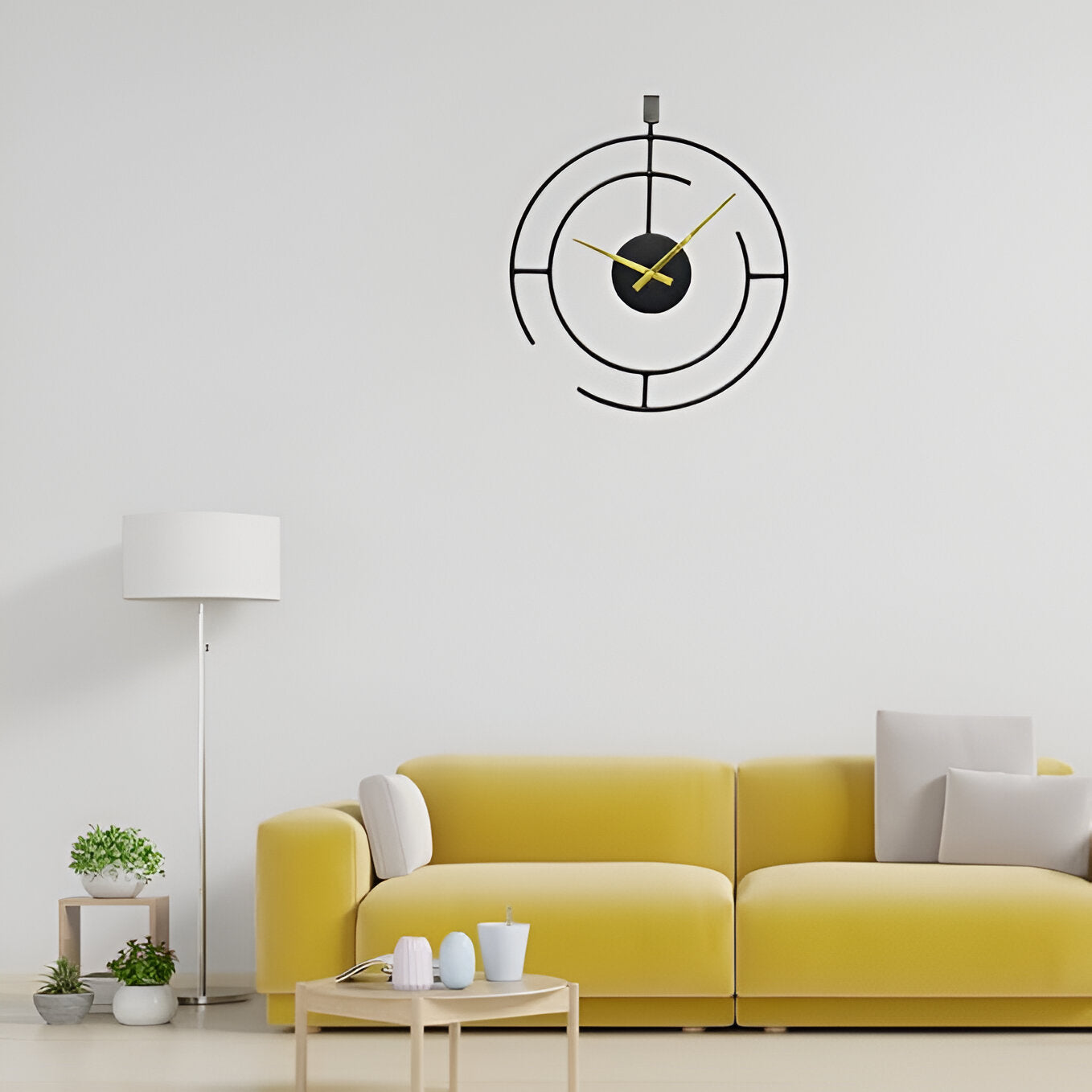 Modern Black & Gold Wall Clock – Minimalist Geometric Design