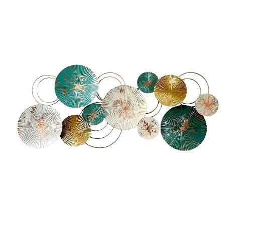 Modern 3D Metal Wall Art – Abstract Circles in Gold & Teal