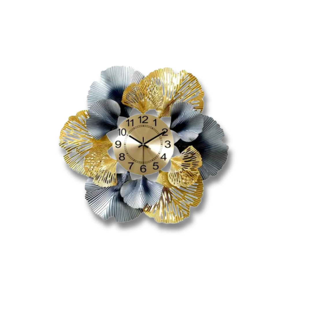 Decorative Floral Metal Wall Clock – Luxurious Statement Piece