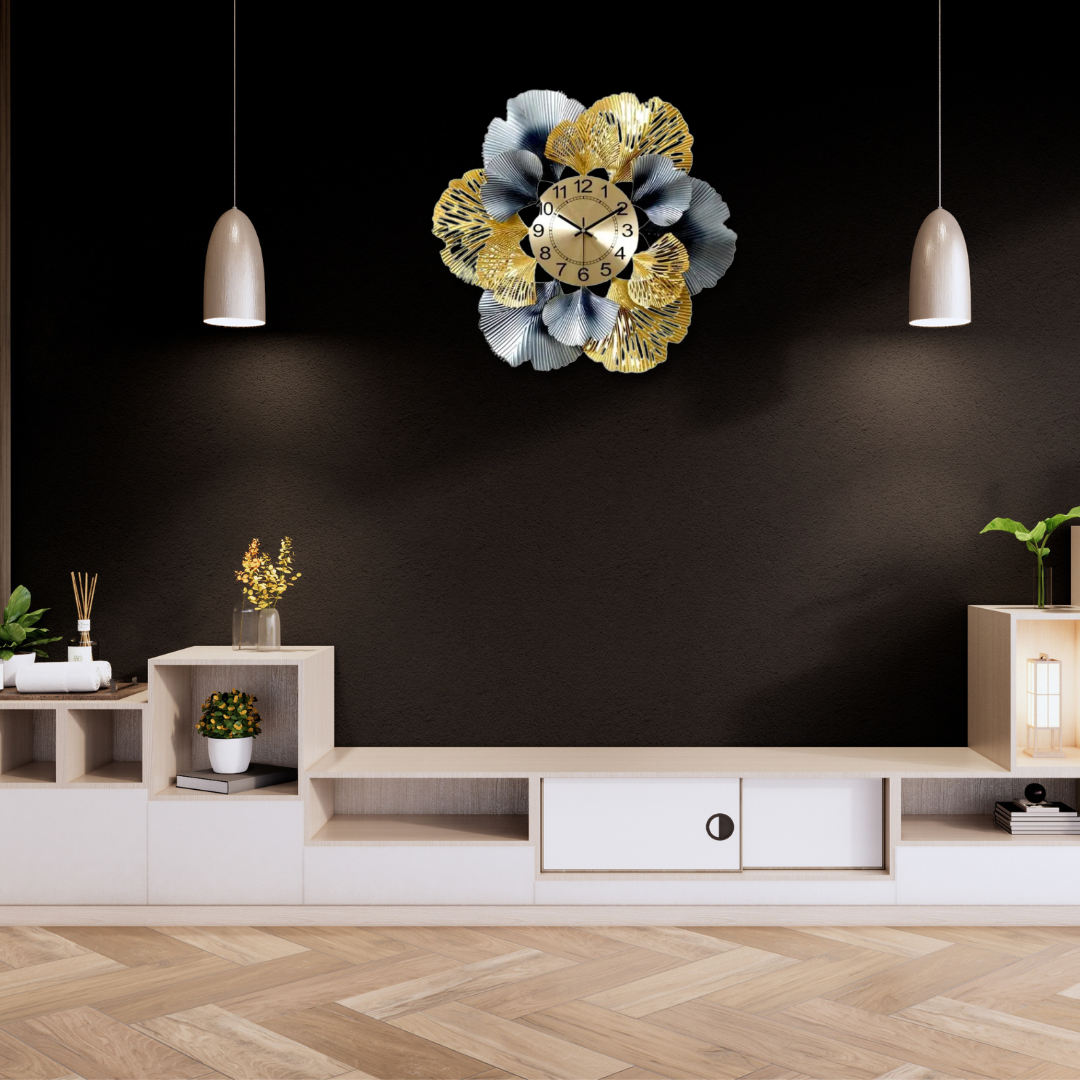 Decorative Floral Metal Wall Clock – Luxurious Statement Piece