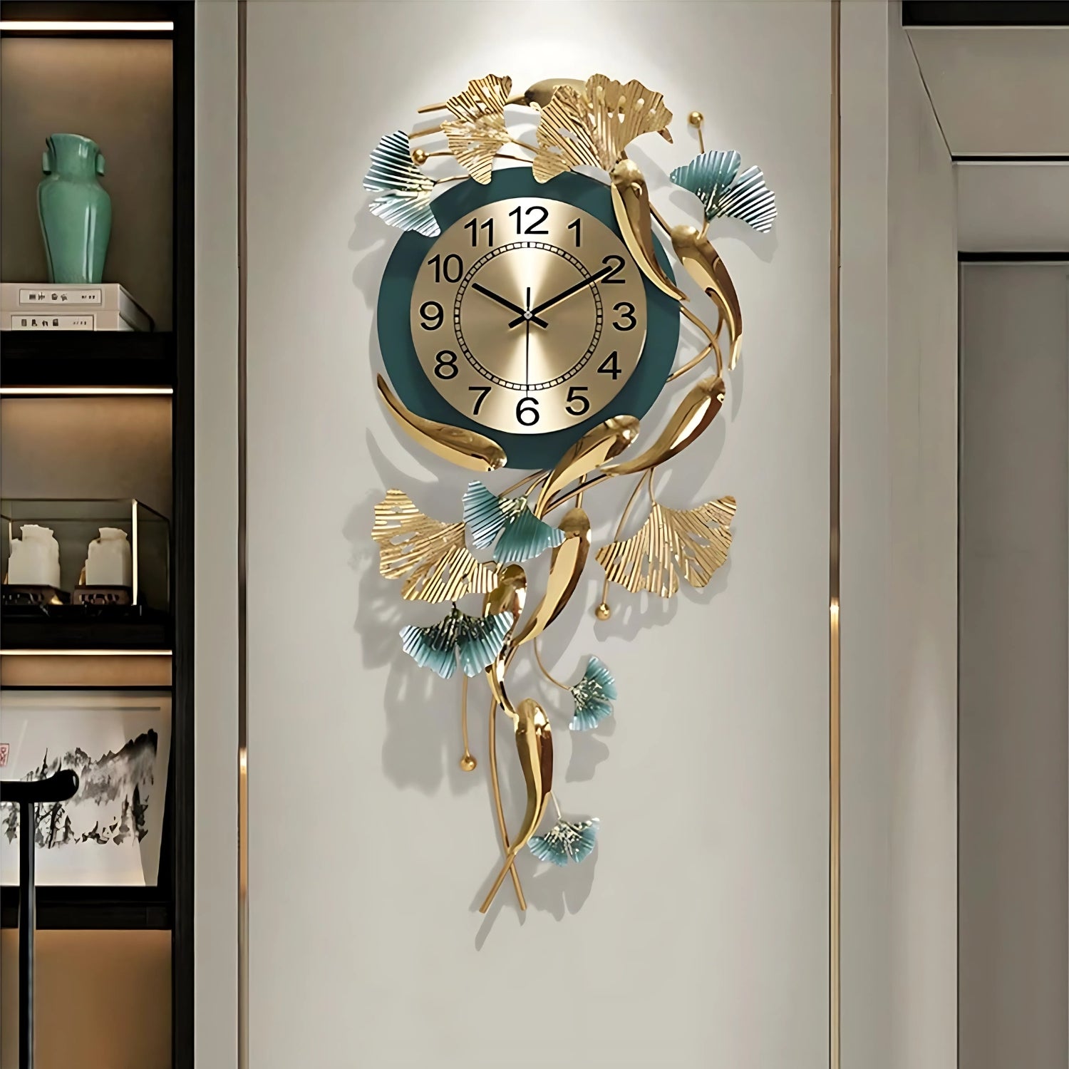 Vertical Fish Designer Wall Clock Showcasing Artistic Nautical Charm