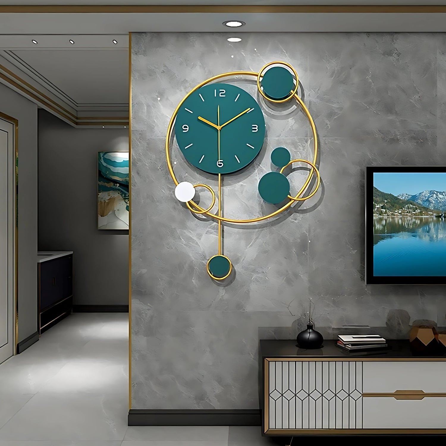 Elegant Blue Wall Clock Adding Soothing Touch Decor