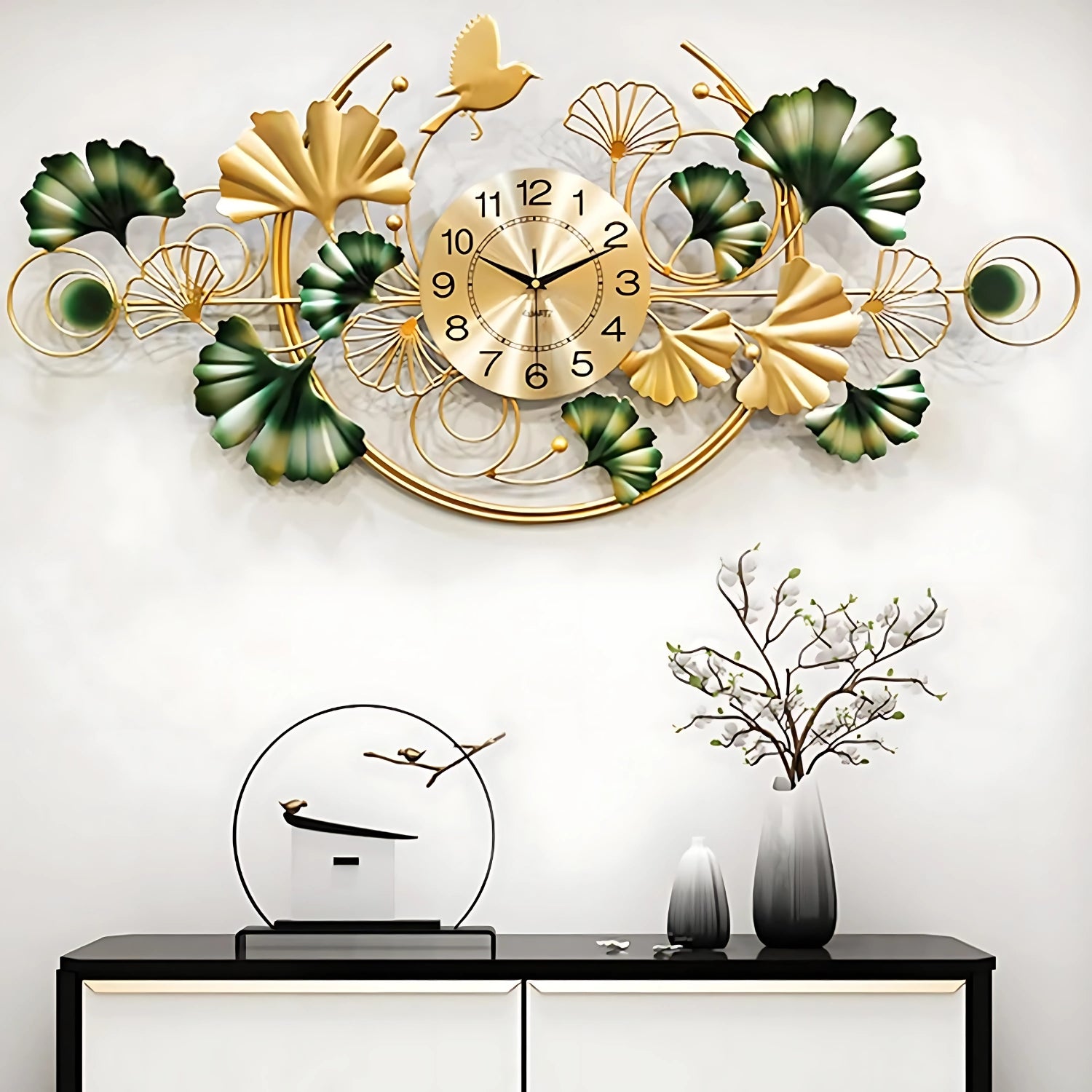 Leaves Iron Wall Clock Infusing Nature Inspired Elegance Decor