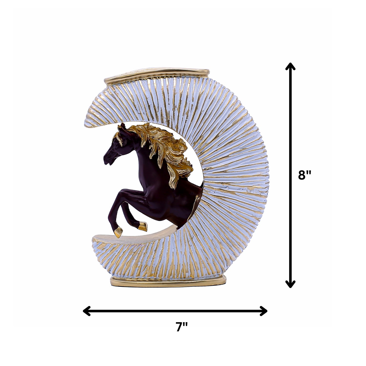 Luxury Decorative Horse Figurine With Gold Accents & Circular Sunburst Frame