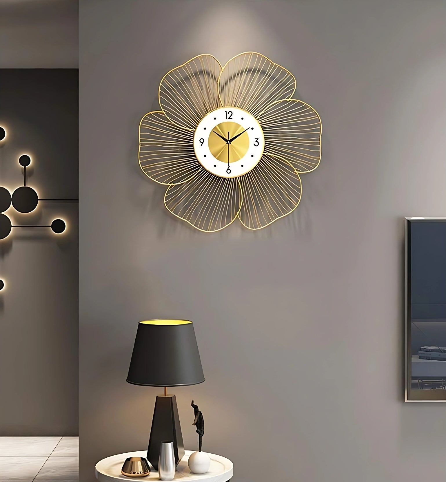 Handmade Metal Wall Clock Flower Design Enhancing Artistic Decor