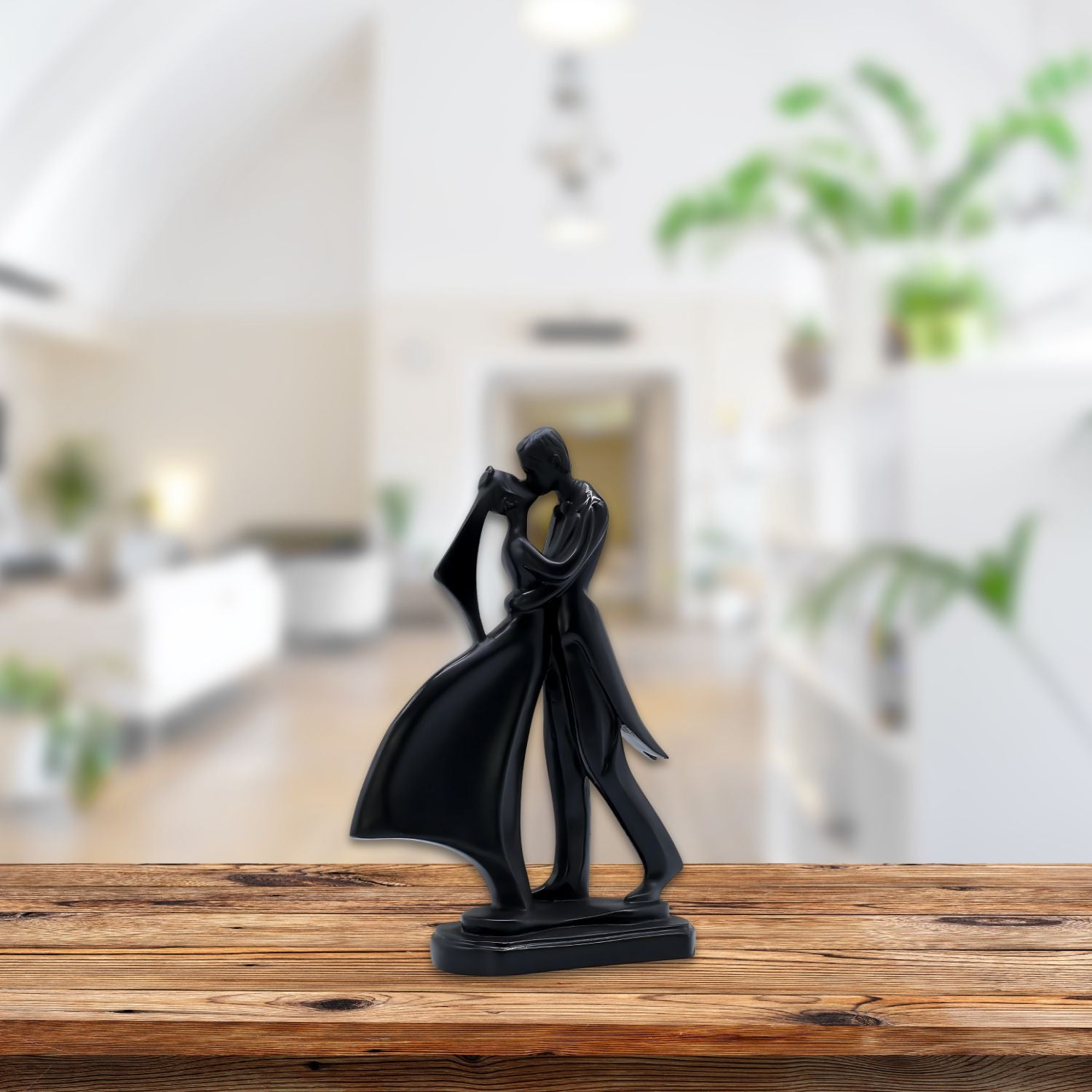 Stylish Black Romantic Dancing Couple Sculpture For Contemporary Interiors
