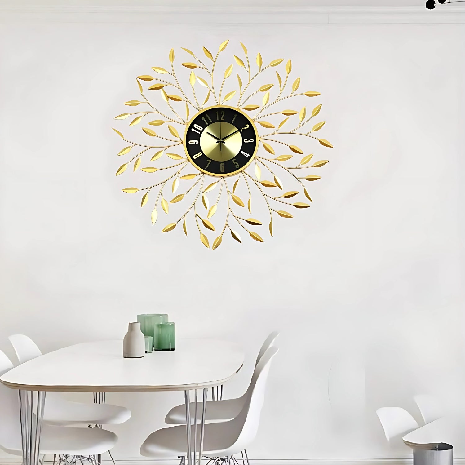 Rhythm Leafy Metal Wall Clock Bringing Nature Inspired Elegance