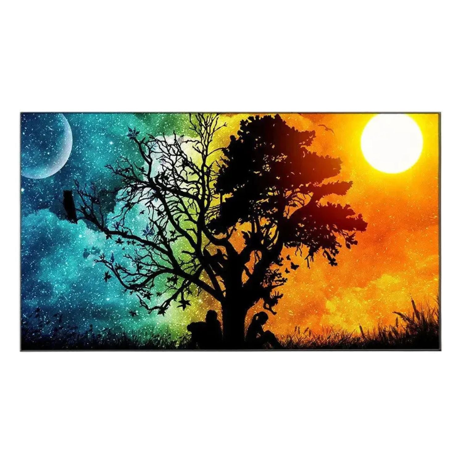 Vibrant Day and Night Fantasy Tree Canvas Wall Art