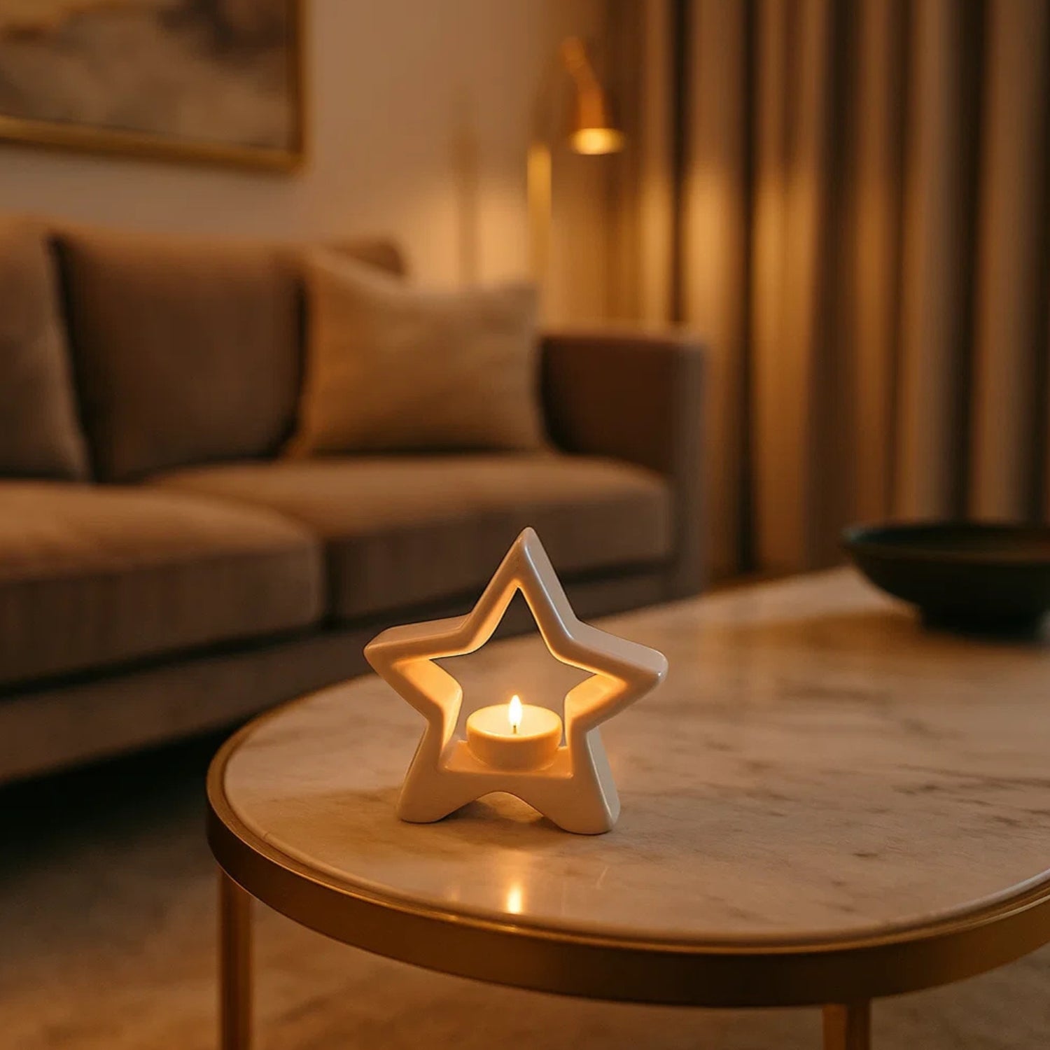 Elegant Ceramic Star-Shaped Tealight Holder For Home Decoration