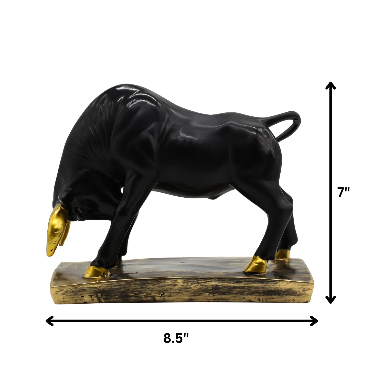 Elegant Black Bull Statue With Gold Accents on Luxurious Display Base