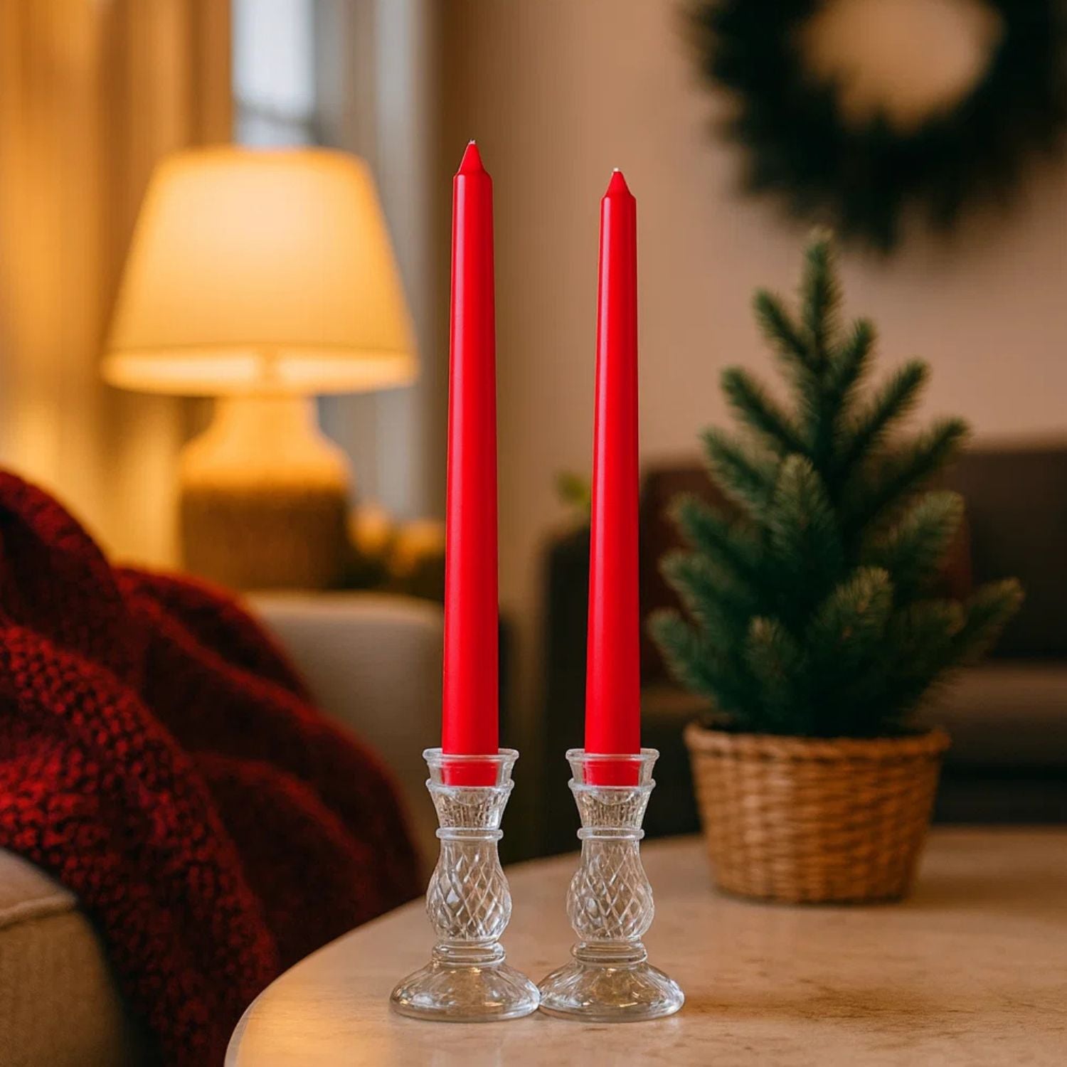 Elegant Glass Glow Taper Candle Set With Classic Holders