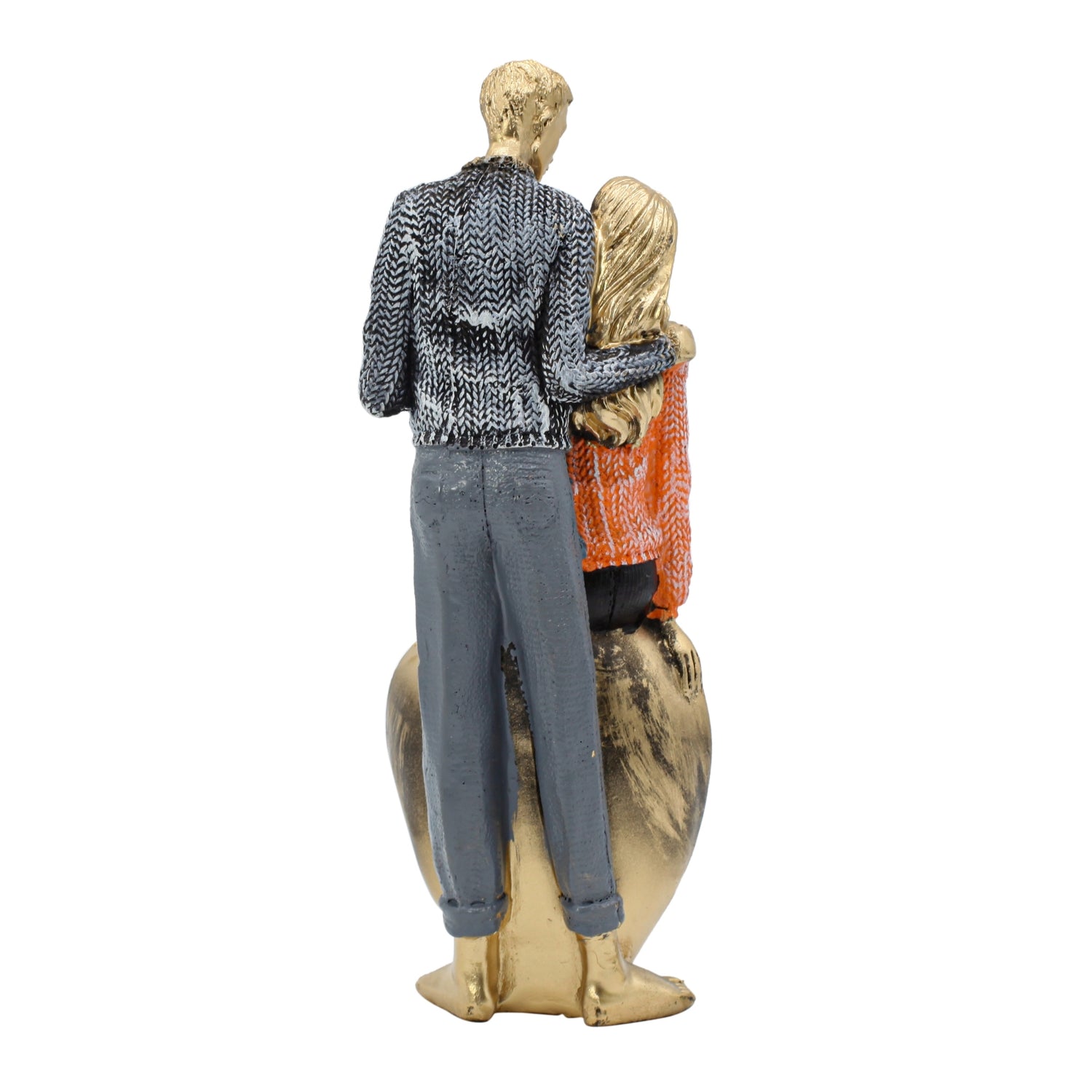 Charming Gold Couple Figurine With Heart Base For Home Decor