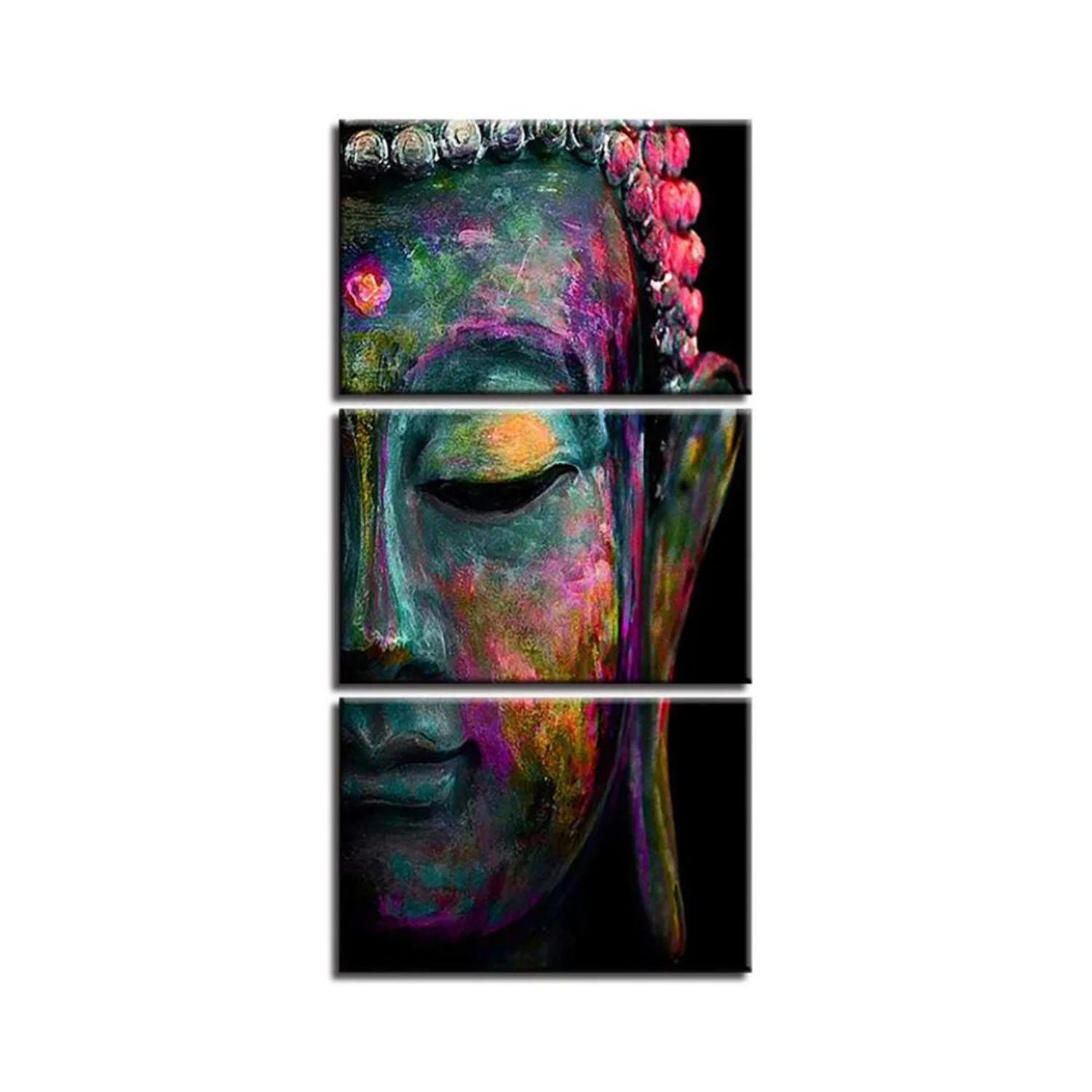 Vibrant Abstract Buddha Canvas Wall Art 3-Piece Spiritual Decor Set