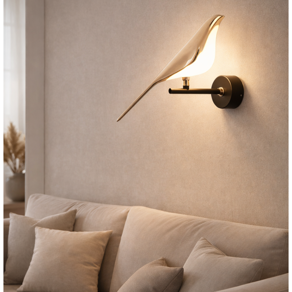 Modern Golden Bird Decorative Wall Light for Living Room and Bedroom